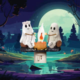 Friendly Ghost Campfire Nightlight - Enchanting Halloween Flickering Light with Adorable Ghosts and Dogs