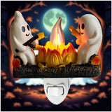 Friendly Ghosts Campfire Flickering Night Light for Halloween Decor - Energy-Efficient Indoor Nightlight